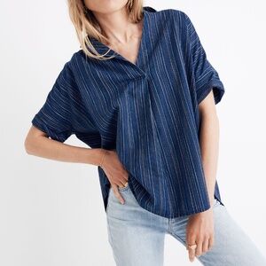 Madewell Navy Pinstripe Blouse